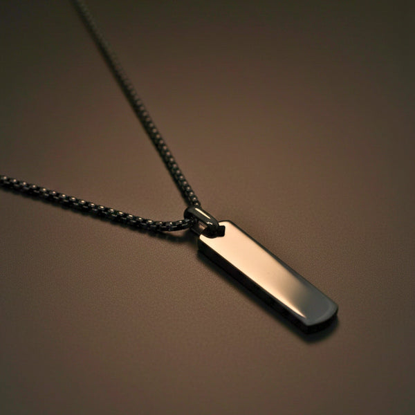 TITAN VOID - 11mm Titanium Steel Pendant with 24inch Round Box 4mm Chain for Men & Boys