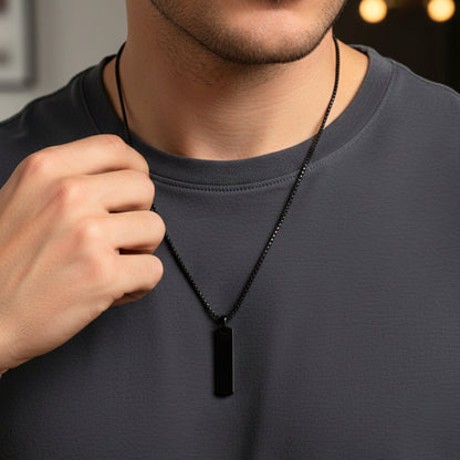 TITAN VOID - 11mm Titanium Steel Pendant with 24inch Round Box 4mm Chain for Men & Boys - THE MEN THING