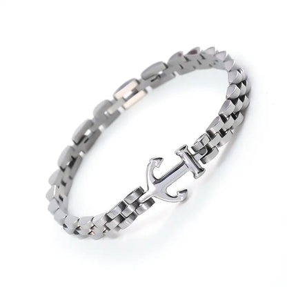 TITANANCHOR STEEL LINK BRACELET - 8mm Pure Silver Titanium Stainless Steel Bracelet, Silver Chain Bracelet for Men & Boy (8inch) - THE MEN THING