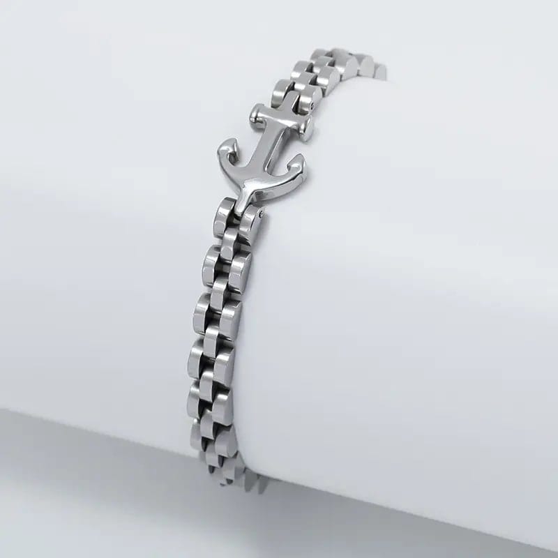TITANANCHOR STEEL LINK BRACELET - 8mm Pure Silver Titanium Stainless Steel Bracelet, Silver Chain Bracelet for Men & Boy (8inch) - THE MEN THING