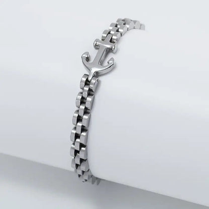 TITANANCHOR STEEL LINK BRACELET - 8mm Pure Silver Titanium Stainless Steel Bracelet, Silver Chain Bracelet for Men & Boy (8inch) - THE MEN THING