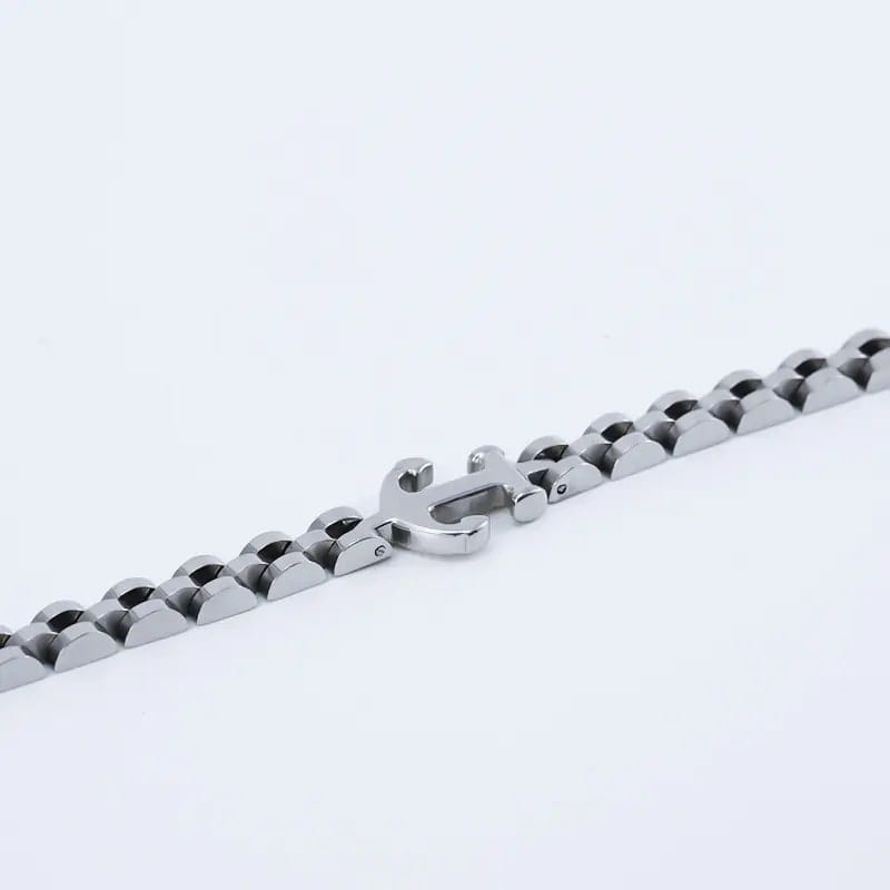 TITANANCHOR STEEL LINK BRACELET - 8mm Pure Silver Titanium Stainless Steel Bracelet, Silver Chain Bracelet for Men & Boy (8inch) - THE MEN THING