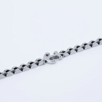 TITANANCHOR STEEL LINK BRACELET - 8mm Pure Silver Titanium Stainless Steel Bracelet, Silver Chain Bracelet for Men & Boy (8inch) - THE MEN THING