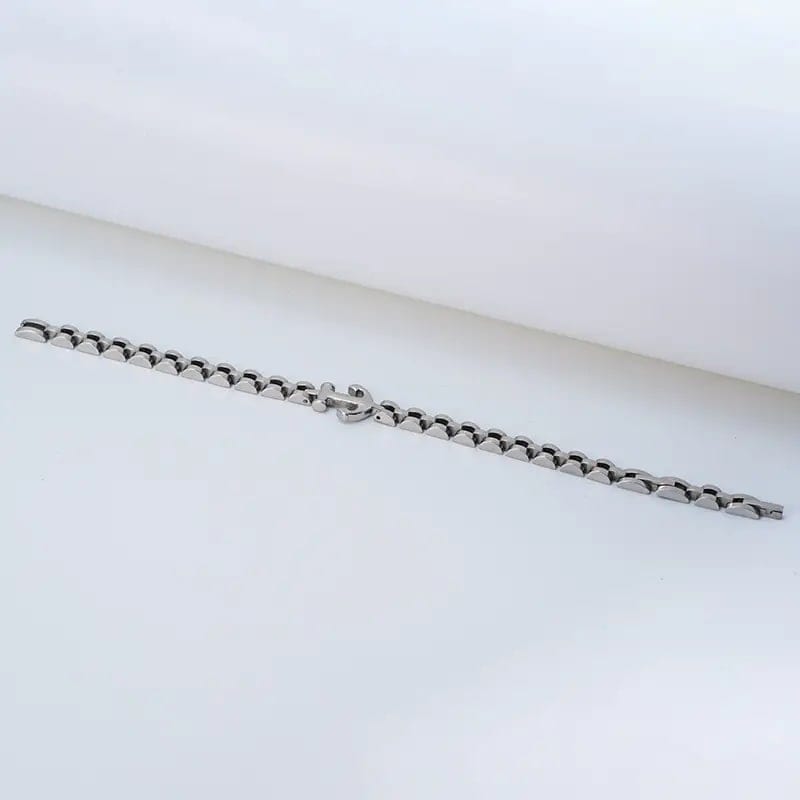 TITANANCHOR STEEL LINK BRACELET - 8mm Pure Silver Titanium Stainless Steel Bracelet, Silver Chain Bracelet for Men & Boy (8inch) - THE MEN THING
