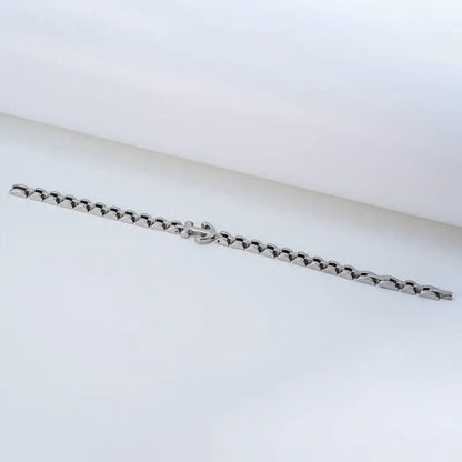 TITANANCHOR STEEL LINK BRACELET - 8mm Pure Silver Titanium Stainless Steel Bracelet, Silver Chain Bracelet for Men & Boy (8inch) - THE MEN THING