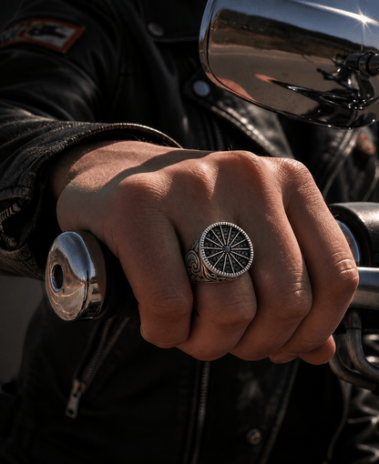 Royal Series - SHADOW SUN RING - Pure Stainless Steel Men’s Steel-Plated Ring – Statement Luxury Jewelry (Size : 15-16-17-18-21-22-26-27)