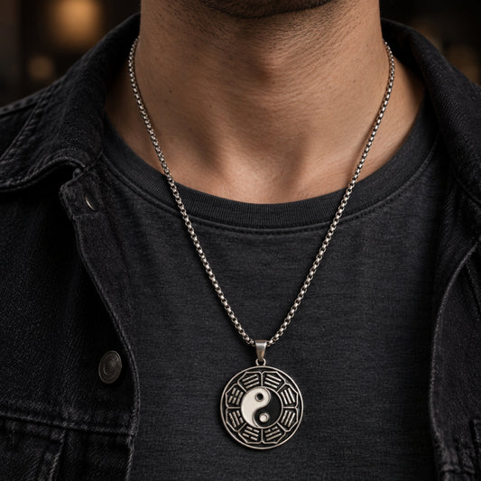 TAOSPIRIT - 38mm Titanium Steel Pendant with 24inch Round Box 5mm Chain for Men & Boys