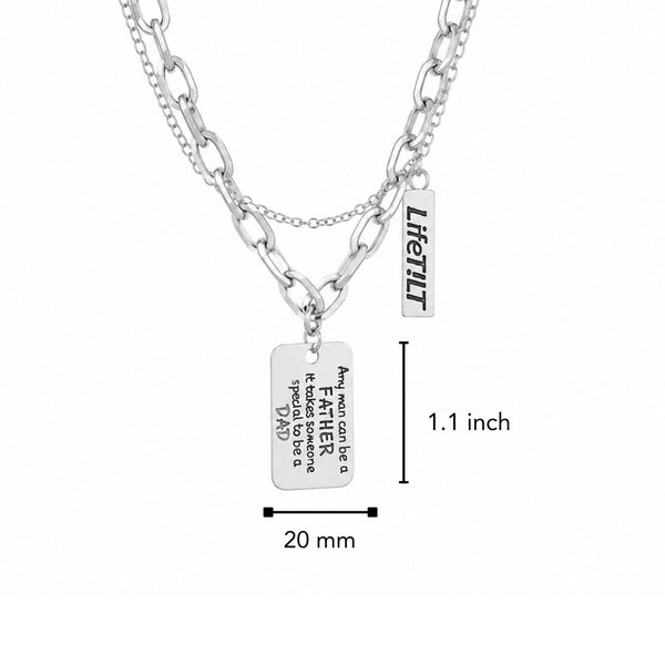DAD TAG LAYER - 20mm Titanium Steel Pendant with 9mm Chain for Men & Boys (18 to 20 inch)