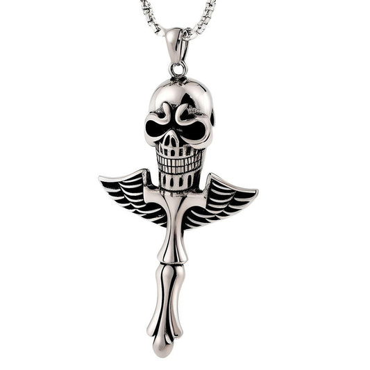 SKULL KING - Pure Titanium Steel Pendant with 24inch Round Box Chain for Men & Boys
