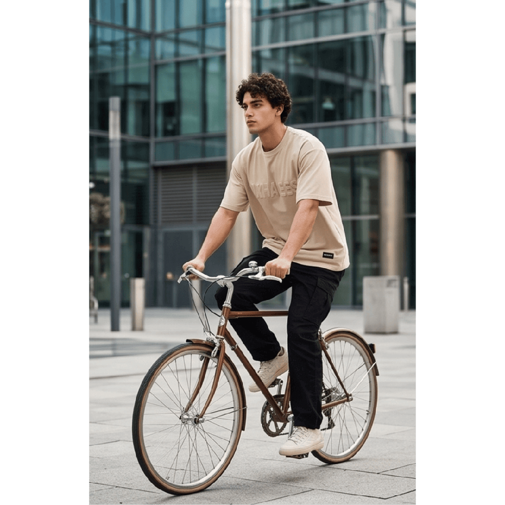 TONAL EMBOSSED Oversized T-Shirt - Beige — T-Shirt for Men | THE MEN THING