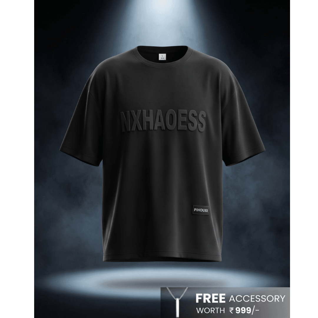 TONAL EMBOSSED Oversized T-Shirt - Black — T-Shirt for Men | THE MEN THING