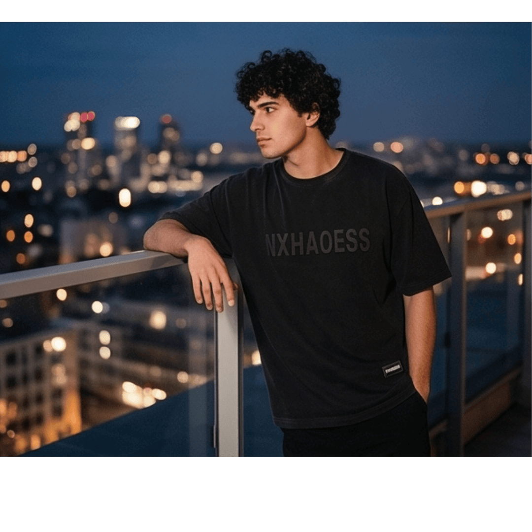 TONAL EMBOSSED Oversized T-Shirt - Black — T-Shirt for Men | THE MEN THING