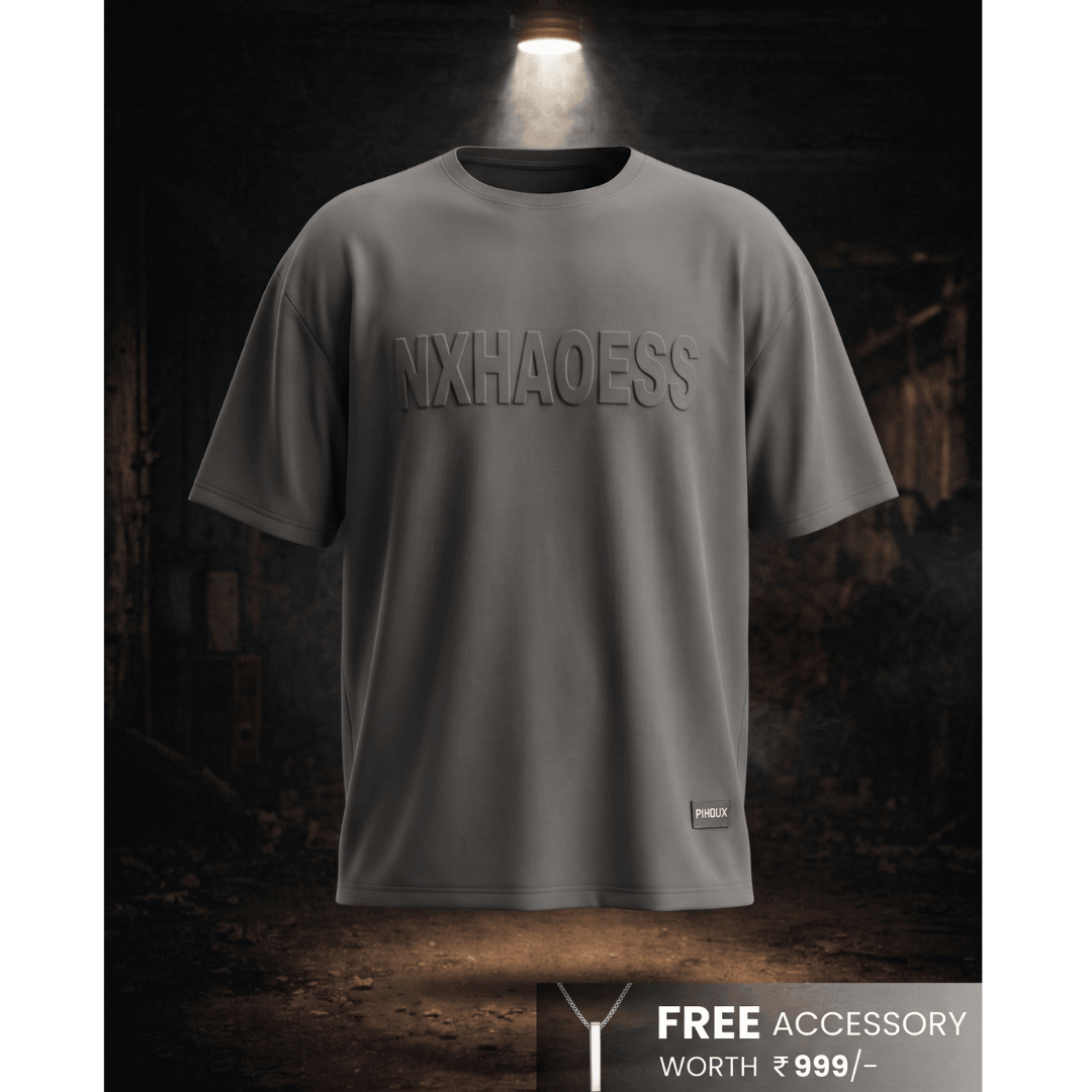 TONAL EMBOSSED Oversized T-Shirt - Dark Grey — T-Shirt for Men | THE MEN THING