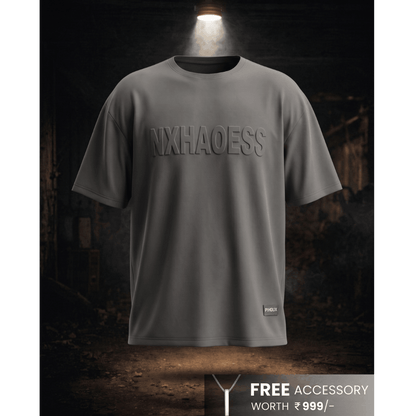 TONAL EMBOSSED Oversized T-Shirt - Dark Grey — T-Shirt for Men | THE MEN THING