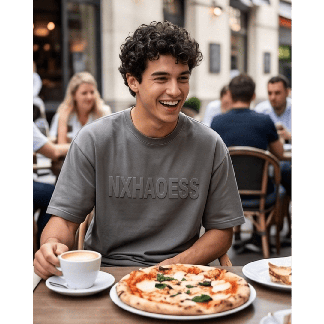 TONAL EMBOSSED Oversized T-Shirt - Dark Grey — T-Shirt for Men | THE MEN THING