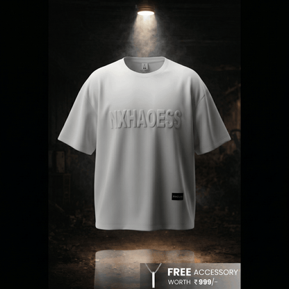 TONAL EMBOSSED Oversized T-Shirt - White — T-Shirt for Men | THE MEN THING