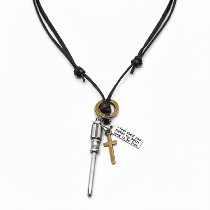 TOOL OF FAITH – 2.5-Inch Pure Stainless Steel Pendant with  Adjustable Leather Rope for Men & Boys - THE MEN THING