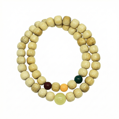 TRANQUIL AURA  - 10mm Wooden Beads Bracelet with Natural Stone - Adjustable Bracelet - THE MEN THING