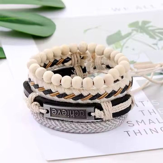 TRAVERSE KNOT  -  4 Pcs Genuine Braided Leather Bracelet Set for Men & Boys (8 inch) - THE MEN THING