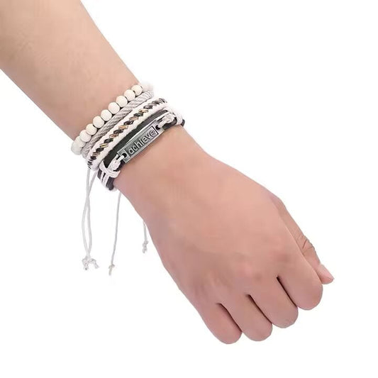 TRAVERSE KNOT  -  4 Pcs Genuine Braided Leather Bracelet Set for Men & Boys (8 inch) - THE MEN THING