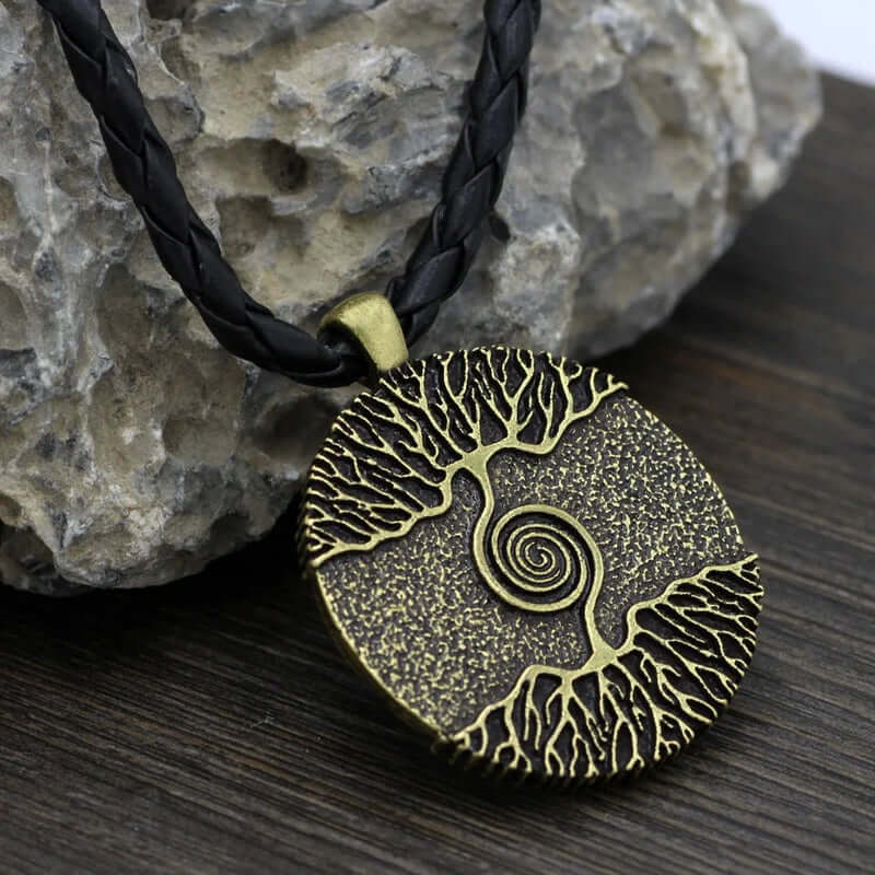 TREE COPPER RUSTIC  - Alloy Pendant with 24inch Leather Cord Chain for Men & Boy - THE MEN THING
