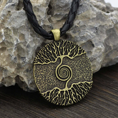 TREE COPPER RUSTIC  - Alloy Pendant with 24inch Leather Cord Chain for Men & Boy - THE MEN THING