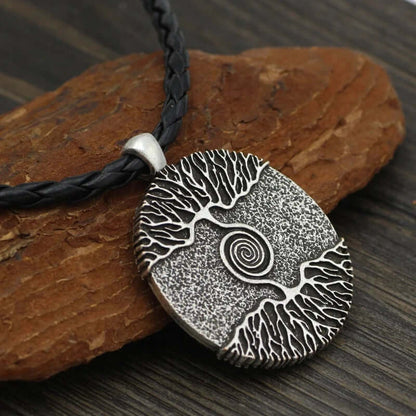 TREE GREY RUSTIC - Alloy Pendant with 24inch Leather Cord Chain for Men & Boy — Leather Necklace for Men | THE MEN THING