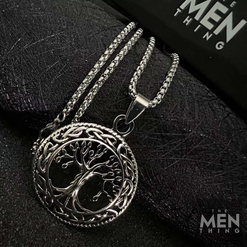 TREE OF LIFE -  Alloy Pendant with Stainless Steel 24inch Round Box Chain, American trending Style for Men & Boy - THE MEN THING