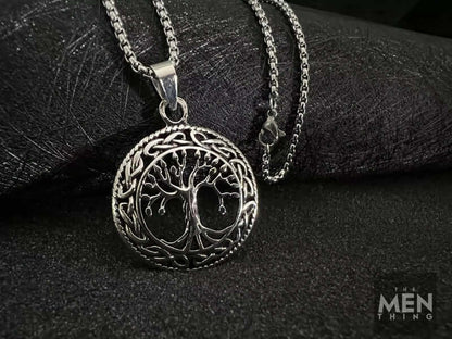 TREE OF LIFE -  Alloy Pendant with Stainless Steel 24inch Round Box Chain, American trending Style for Men & Boy - THE MEN THING