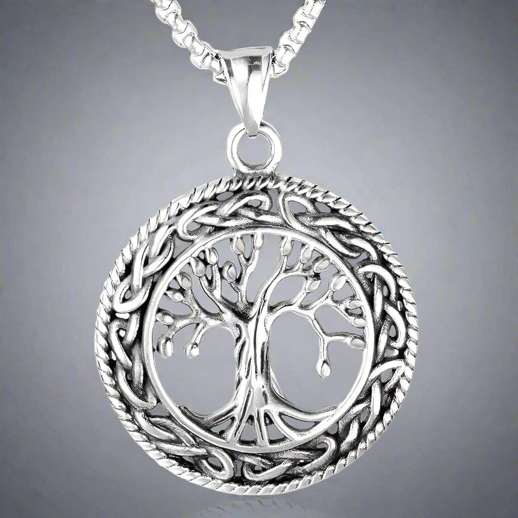 TREE OF LIFE -  Alloy Pendant with Stainless Steel 24inch Round Box Chain, American trending Style for Men & Boy - THE MEN THING