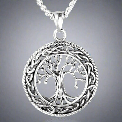 TREE OF LIFE -  Alloy Pendant with Stainless Steel 24inch Round Box Chain, American trending Style for Men & Boy - THE MEN THING