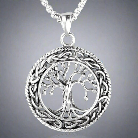 TREE OF LIFE -  Alloy Pendant with Stainless Steel 24inch Round Box Chain, American trending Style for Men & Boy - THE MEN THING