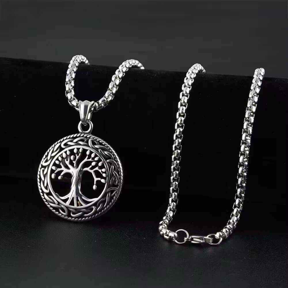 TREE OF LIFE (T) - Pure Titanium Steel Pendant with Stainless Steel 24inch Round Box Chain, European trending Style for Men & Boy - THE MEN THING