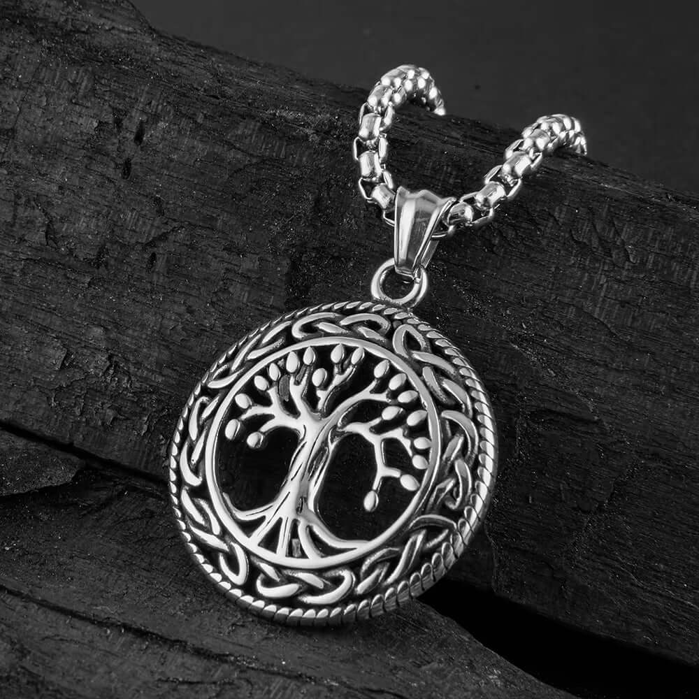 TREE OF LIFE (T) - Pure Titanium Steel Pendant with Stainless Steel 24inch Round Box Chain, European trending Style for Men & Boy - THE MEN THING