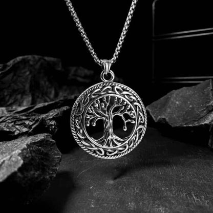 TREE OF LIFE (T) - Pure Titanium Steel Pendant with Stainless Steel 24inch Round Box Chain, European trending Style for Men & Boy - THE MEN THING