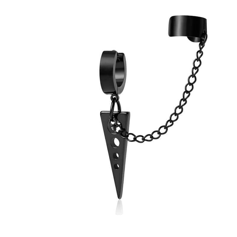 TRIANGLE DROP BLACK - Titanium Steel Hoop Earrings for Men & Boys (2 Pcs) - THE MEN THING