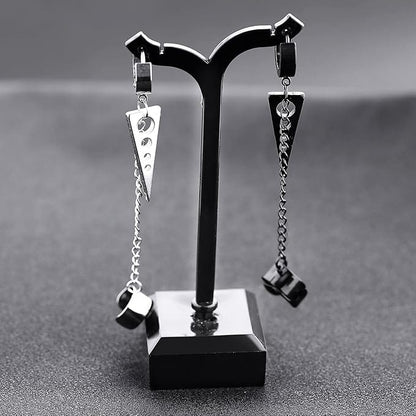 TRIANGLE DROP SILVER - Titanium Steel Hoop Earrings for Men & Boys (2 Pcs) - THE MEN THING