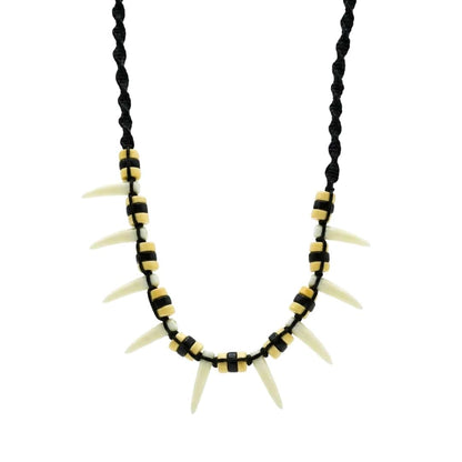 TRIBAL FANG WARRIOR – 1-Inch Natural Crystal Pendant with 20-Inch Leather Rope for Men & Boys - THE MEN THING