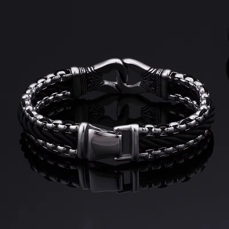 TRIBAL LINK BRACELET - 17mm Pure Titanium Steel Bracelet, Silver Plated Antique Matt Finish Bracelet for Men & Boy (8inch) - THE MEN THING