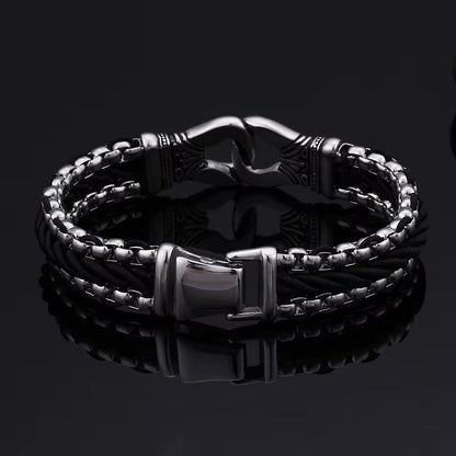 TRIBAL LINK BRACELET - 17mm Pure Titanium Steel Bracelet, Silver Plated Antique Matt Finish Bracelet for Men & Boy (8inch) - THE MEN THING