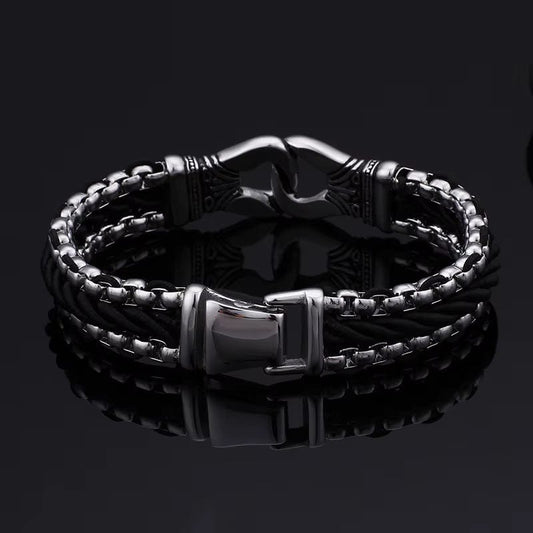 TRIBAL LINK BRACELET - 17mm Pure Titanium Steel Bracelet, Silver Plated Antique Matt Finish Bracelet for Men & Boy (8inch) - THE MEN THING
