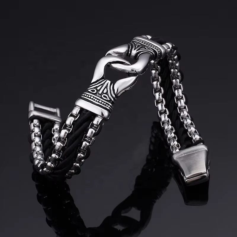 TRIBAL LINK BRACELET - 17mm Pure Titanium Steel Bracelet, Silver Plated Antique Matt Finish Bracelet for Men & Boy (8inch) - THE MEN THING
