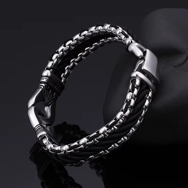 TRIBAL LINK BRACELET - 17mm Pure Titanium Steel Bracelet, Silver Plated Antique Matt Finish Bracelet for Men & Boy (8inch) - THE MEN THING