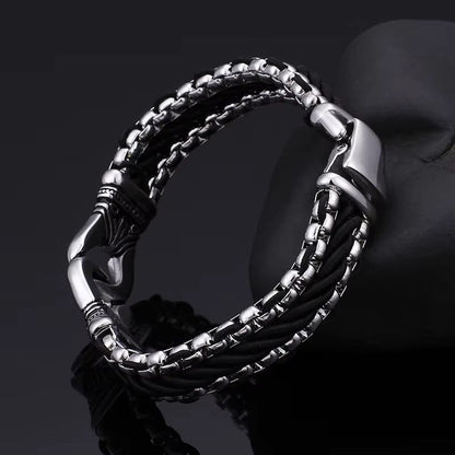 TRIBAL LINK BRACELET - 17mm Pure Titanium Steel Bracelet, Silver Plated Antique Matt Finish Bracelet for Men & Boy (8inch) - THE MEN THING