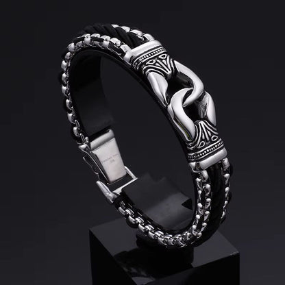 TRIBAL LINK BRACELET - 17mm Pure Titanium Steel Bracelet, Silver Plated Antique Matt Finish Bracelet for Men & Boy (8inch) - THE MEN THING