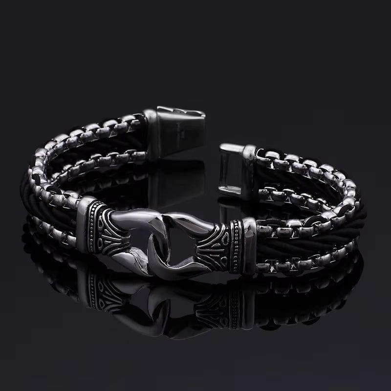 TRIBAL LINK BRACELET - 17mm Pure Titanium Steel Bracelet, Silver Plated Antique Matt Finish Bracelet for Men & Boy (8inch) - THE MEN THING