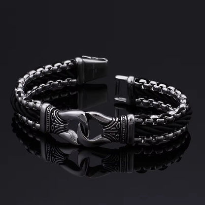 TRIBAL LINK BRACELET - 17mm Pure Titanium Steel Bracelet, Silver Plated Antique Matt Finish Bracelet for Men & Boy (8inch) - THE MEN THING
