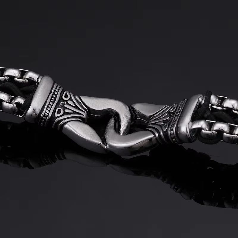 TRIBAL LINK BRACELET - 17mm Pure Titanium Steel Bracelet, Silver Plated Antique Matt Finish Bracelet for Men & Boy (8inch) - THE MEN THING