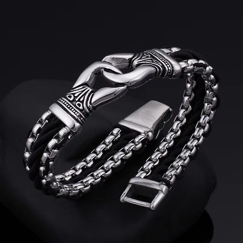 TRIBAL LINK BRACELET - 17mm Pure Titanium Steel Bracelet, Silver Plated Antique Matt Finish Bracelet for Men & Boy (8inch) - THE MEN THING