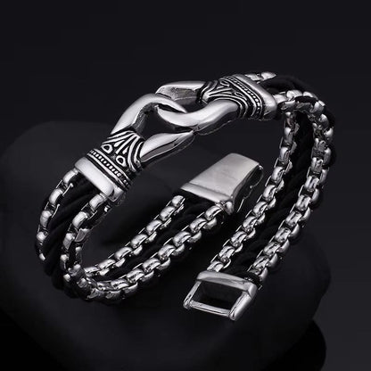 TRIBAL LINK BRACELET - 17mm Pure Titanium Steel Bracelet, Silver Plated Antique Matt Finish Bracelet for Men & Boy (8inch) - THE MEN THING